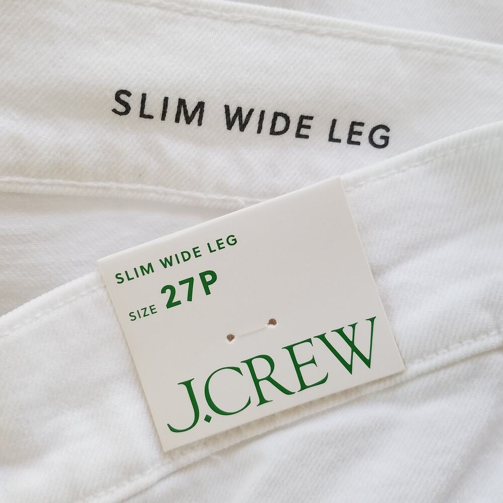 J. Crew Petite Slim Wide Leg Jeans Size 27P White Raw Hem Cropped NWT $148 BP463 - Picture 6 of 8